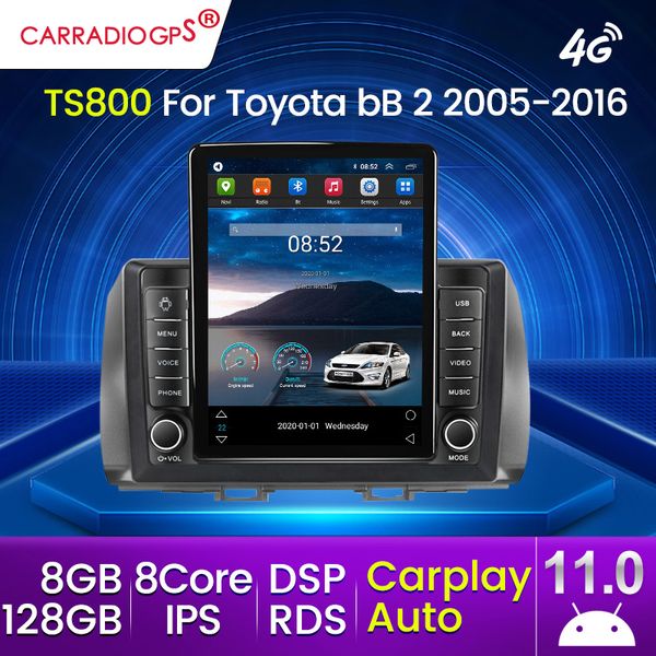 Android 11 128g 8-баллов автомобильных DVD-радиотео-мультимедийный игрок для Toyota BB 2 2005-2016 GPS Navigation CarPlay Auto RDS 4G Lte Bt