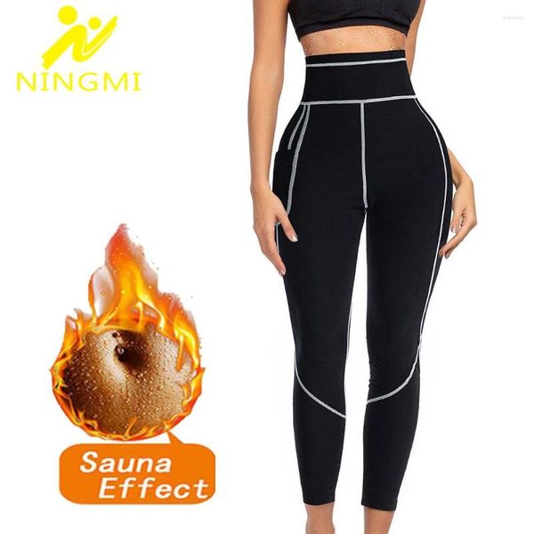 Pantaloni attivi NINGMI Leggings da sauna da donna Vita alta Pantaloni dimagranti Addominoplastica Compressione Allenamento dimagrante Body Shaper Sport