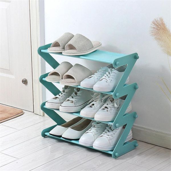 Portaoggetti Scarpiera assemblata semplice Scaffale in acciaio inossidabile per scarpe, libri, articoli vari, dormitorio, camera da letto, portascarpe a forma di Z. Organizzatore