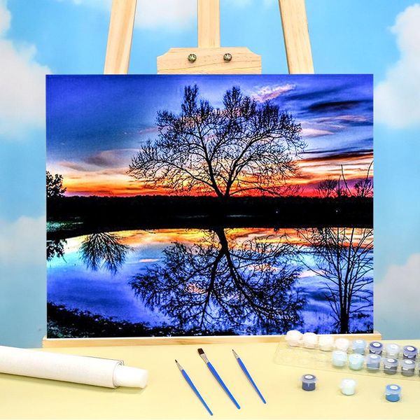 Numara Peyzaj Deniz Diy Resim Sayılardan Gören Tam Kit Akrilik Boyalar 40*50 Canvas Resimler Duvar Dekorasyon Yetişkinler Çizim