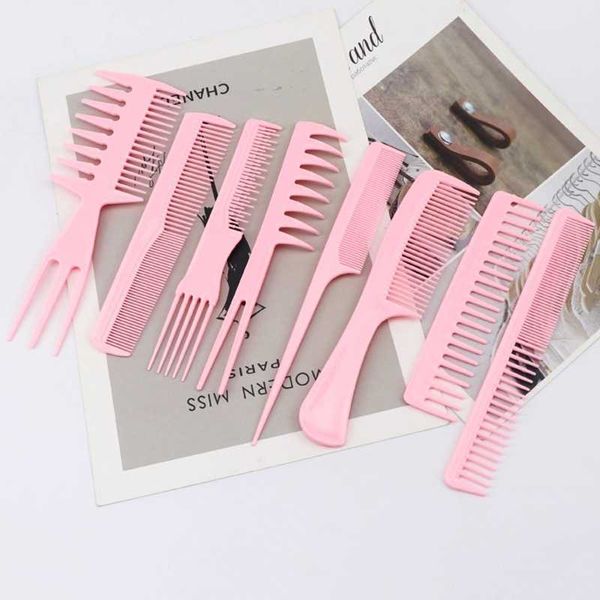 Escovas de cabelo 9pcs pente de corte de cabelo barbeiro pentes largos dentes finos conjunto antiestático ferramenta de cabeleireiro para homens mulheres salão de beleza uso doméstico l231225