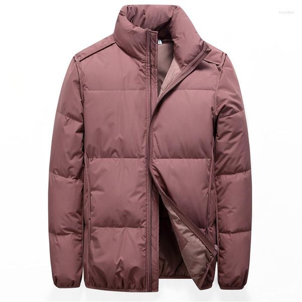 Herren Daunenjacke Herren Winter dick kalt Stehkragen rosa grau schwarz Jacke warm Windjacke lässig Parka Entenmantel Outwear