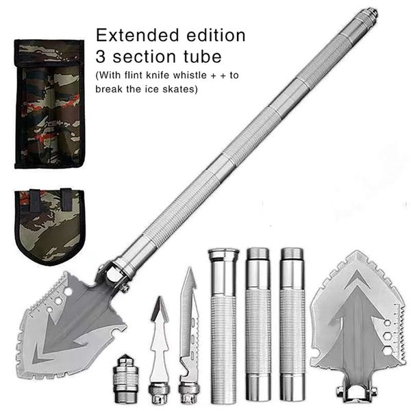 Spade Shovel Çok Fonksiyonlu Katlanır Askeri 63cm Açık Hava Survival Kit Bahçe Araçları Kamp Katlama Çok Function 230503