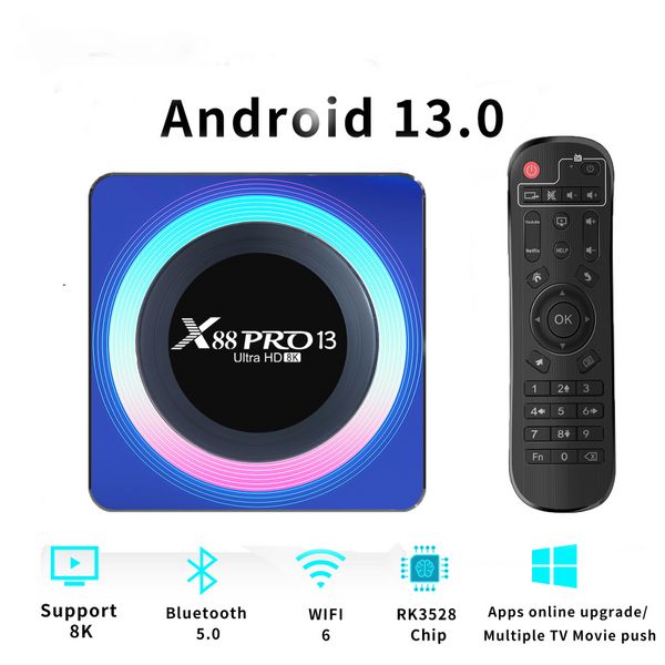 X88 PRO 13 Smart TV Box Android 13 TV Box 8K HD WIFI6 Set Top Box BT5.0 RK3528 Quad-Core 64bit Cortex-A53 Mali450