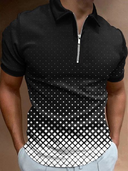 Polo da uomo S5XL Casual Estate Manica corta Polo Uomo Zip Tee Shirt Top Street Golf Abbigliamento Abbigliamento per 230503