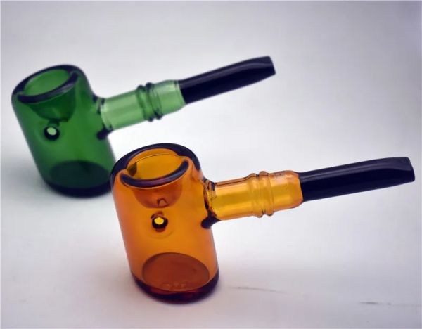 New Sherlock Mini Hammer Glaspfeifen Heavy Wall Glass Design Griff Löffel Pfeife Bubbler Labs Pfeife für trockenes Kraut