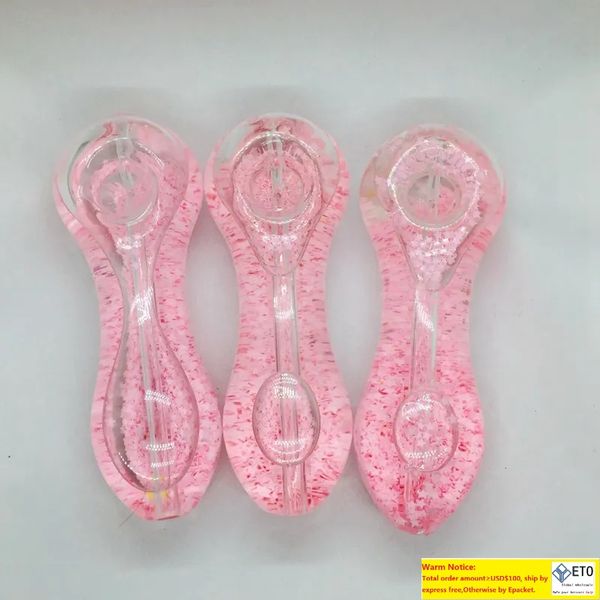 Últimos tubos frios pentágono rosa decorar pirex grosso de vidro líquido recheio de líquido congelável de erva seca tabaco handpipes bong filtro cigarro