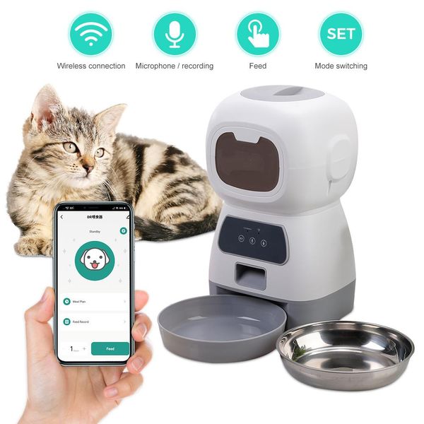 Alimentazione Nuovo telefono cellulare Wifi Alimentatore intelligente per animali domestici Dispenser automatico di cibo per cani per cani Gatto Controllo APP Tempi di controllo Ciotola per cibo Alimentazione scientifica