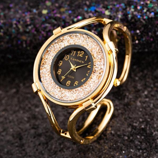 Avanadores de pulso Mulheres relógios quartzo relógio superior de aço inoxidável tira diamante dourado ladries pulseira de pulseira presente de pulseira para presentes para