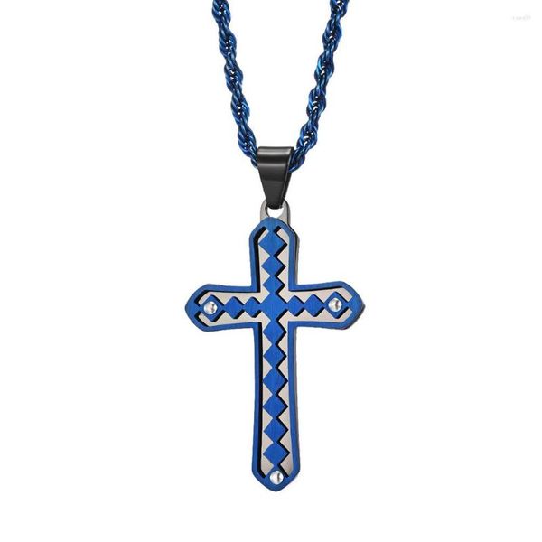 Anhänger Halsketten Herren Double Hollow Cross Edelstahl Personalisierte Halskette