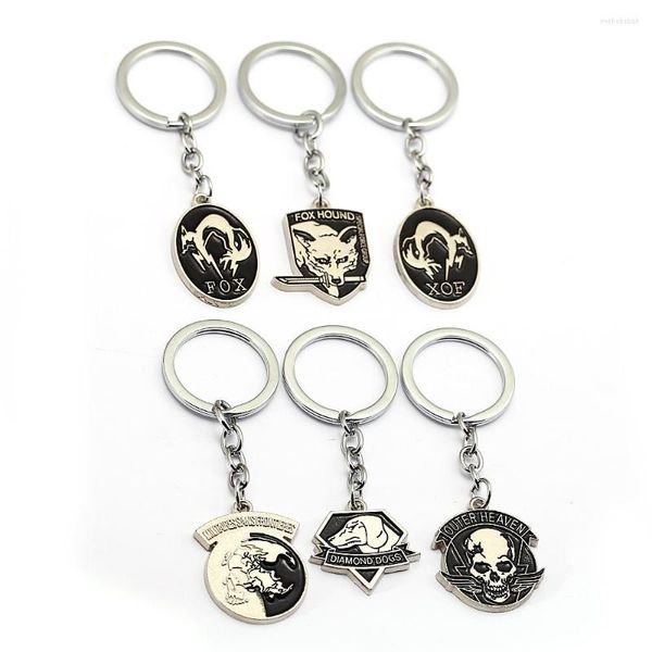 Chaves de chaves de metal martelo sólido Chaves de céu externo Diamonddogs Foxhound Pingente Key Ringel Solder Bag Chain Chaveiro Jewelry