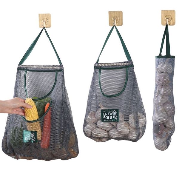 Другая организация кухонной организации многоразовой кухни висят сетчатой ​​мешок для дома фрукты и овощные сетчатые сумки для имбирного чесночного картофеля лук 230503