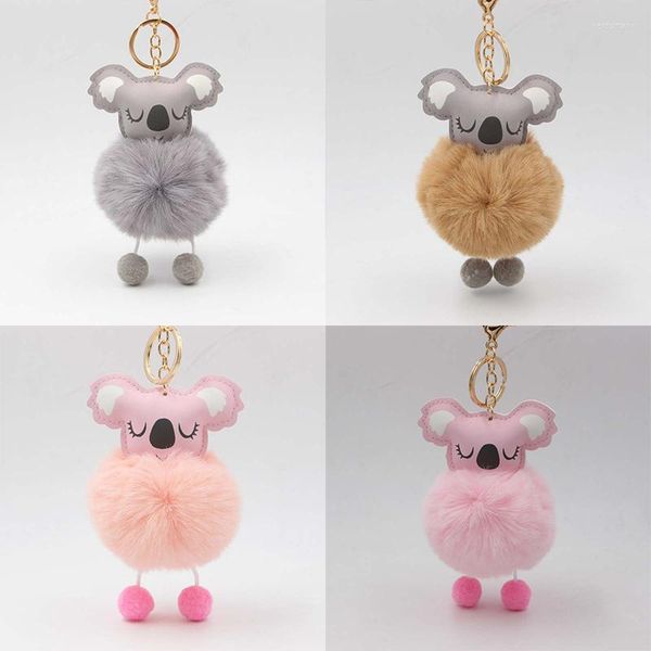 Schlüsselanhänger Mode niedlich Pelzknäuel Koala Schlüsselanhänger Handtasche Geldbörse flauschige Schlüsselanhänger Tasche Autohalter Pom Kette Schmuck Geschenk Zubehör