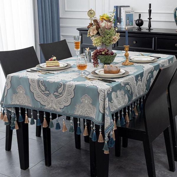 Tarnto de mesa Tiro de luxo europeu Tasels de jantar Toclagem de mesa Rectangular Jacquard Capa de capa quadrada para a cozinha de festa