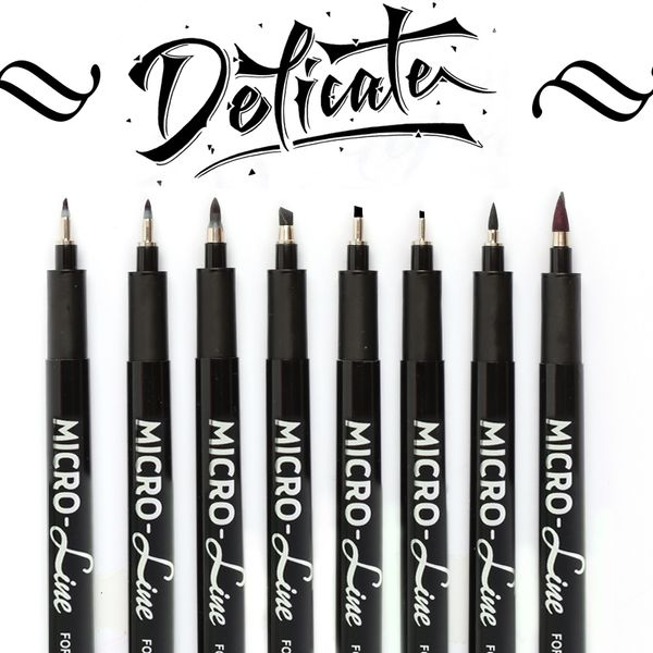 Marcadores canetas de letras de mão de caligrafia pincel pincel pigment liner micron preto conjunto para esboço de artista iniciantes 230503