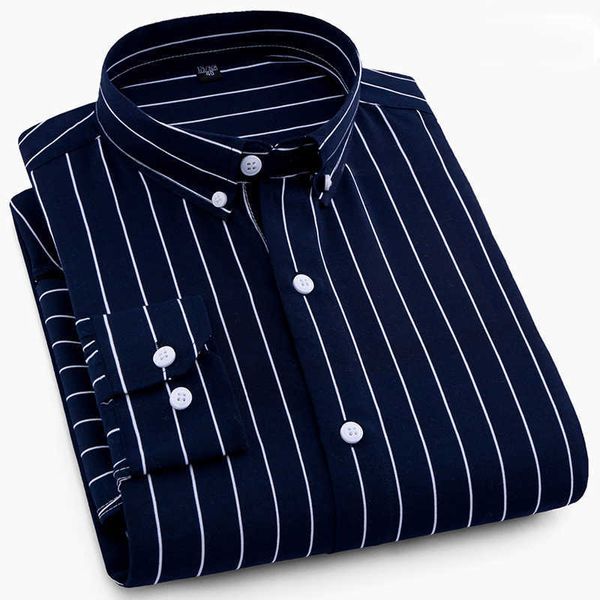 Мужские классические рубашки Мужские классические рубашки Мужские деловые повседневные рубашки в полоску на пуговицах Брендовая одежда Slim Fit с длинным рукавом Camisa Masculina M-5XL NS5561 P230427