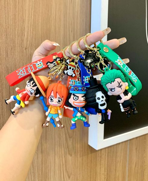 Anime Piratenkönig Q Edition Silikon-Schlüsselanhänger Trend Personalisierter 2D-Cartoon-Charakter-Anhänger aus weichem Gummi