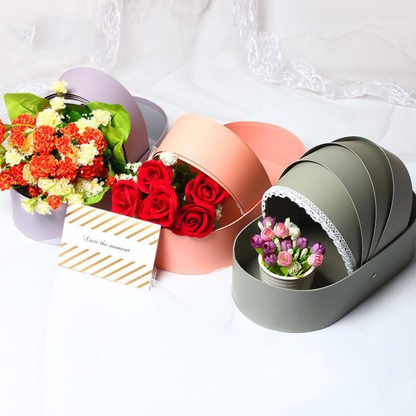 Cadeau Wrap Boîte à fleurs en papier en forme de berceau Bouquet Seau Saint Valentin Rose Cadeaux floraux Présent Emballage Baby Shower DIY Décorations