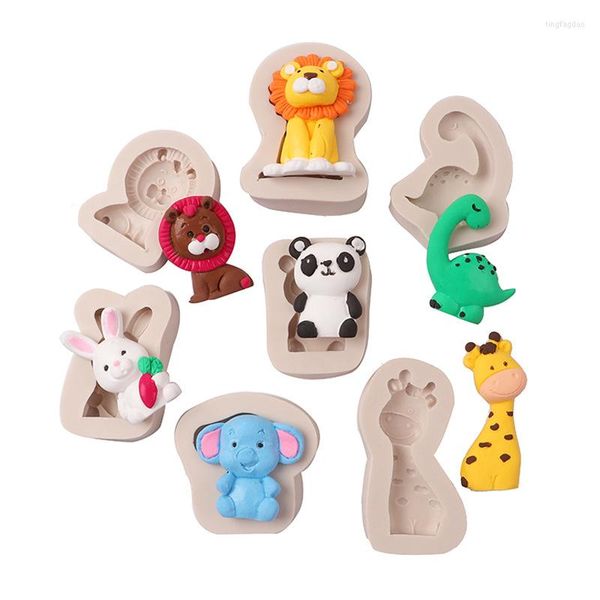 Moldes de cozimento Cartoon Animais Series Ferramentas de cozinha Molde de silicone para fondant açúcar de bolos decoração de acessórios de cozinha