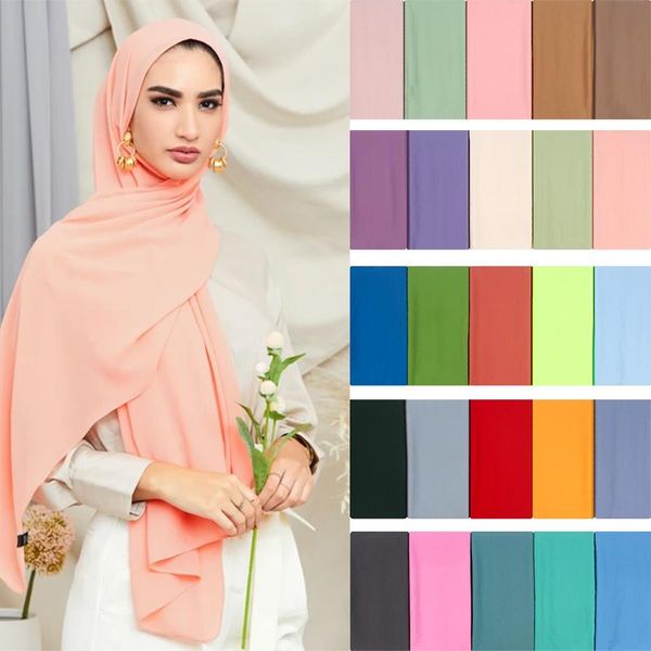 Abbigliamento etnico 2023 Muslim Bubble Scarf Chiffon Hijabs Turban Femme Musulman Islamico Plain Porta Pesca Turchia Malesia Carampetta Arabvo