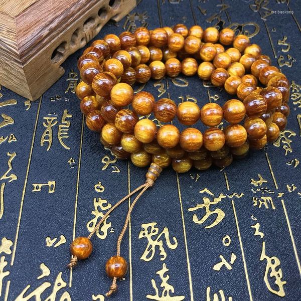 Strand Tibet 108 Dua Mala Doğal 10mm Yıpranmış Sarı Yıldız Ay Bodhi Tohum Boncuklar Bilezik veya Yoga Meditasyon Kolye Rdopship