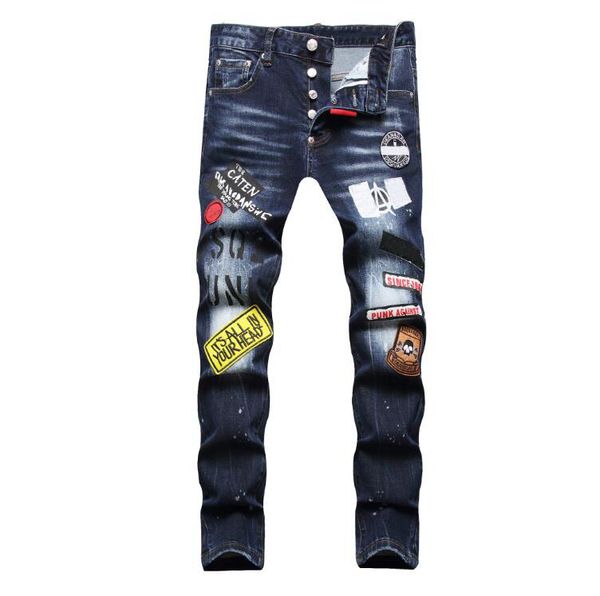 Nuovi Jeans da uomo Moda uomo Strada Hip-Hop 2023 Pantaloni in denim stile punk maschile Uomo Elastico Slim Fit Strappato Oversize di alta qualità