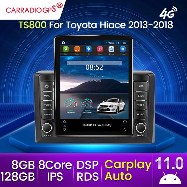 Android11 ​​para Tesla VERTICAL VERTICAL CAR DVD Rádio Estéreo Multimedia Video Player para Toyota Hiace 2013-2018 UNIDADE DE NAVEGAÇÃO GPS