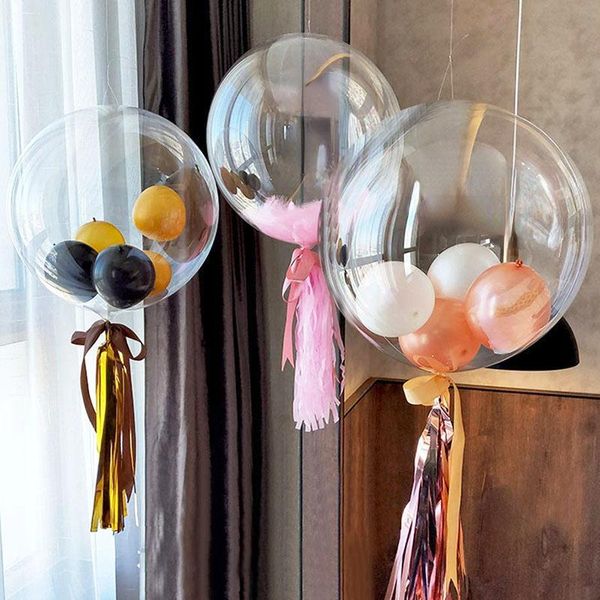 Decorazione del partito 10 pz 10-24 pollici Trasparente Bobo Bubble Palloncino Trasparente Gonfiabile Aria Elio Globos Baby Shower Matrimonio Compleanno