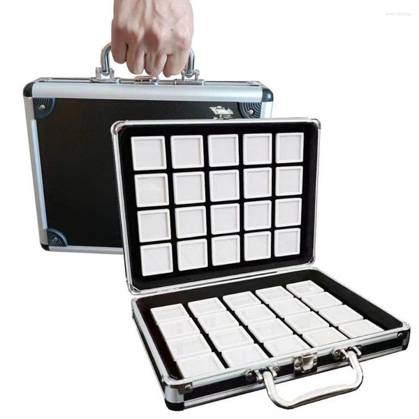 Schmuckbeutel Tragbare Reise-Edelsteinbox Edelstein-Aufbewahrungskoffer Perlen-Diamant-Anhänger-Ausstellung Stoßfeste Gläser Tablett