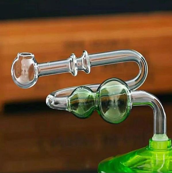 Pfeifen Europa und Amerika Farbige Multi-Spiral-Glas-Shishas Bongs laden Hulu Glass Curved Boiler auf