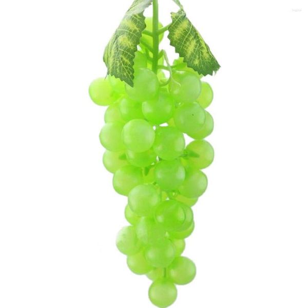 Decoração de festa verde uvas artificiais cachos plásticos de fruta falsa rattan garden home decoração mesa de cozinha 36 simulação