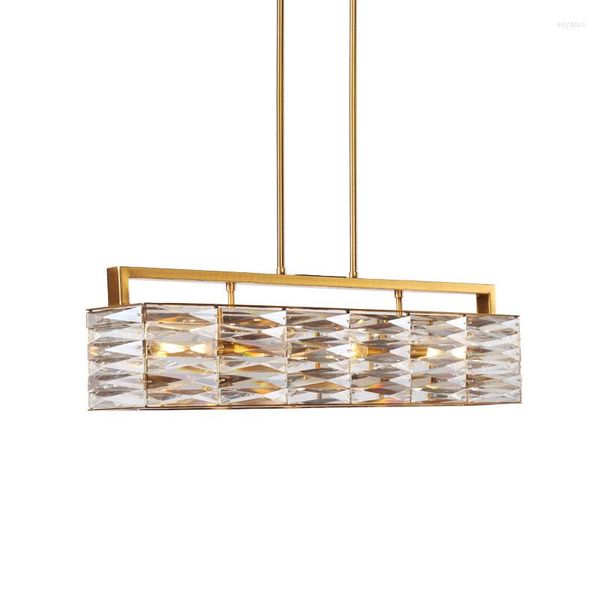 Lampade a sospensione Lampada di cristallo minimalista post-moderna Lampada di lusso creativa rettangolare Bar Studio Design Sala da pranzo nordica