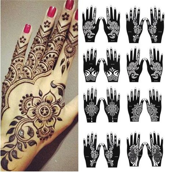 Neue professionelle Henna Schablone Temporäre Hand Tattoo Body Art Aufkleber Vorlage Hochzeit Werkzeug Blume Tattoo Schablone GC2087