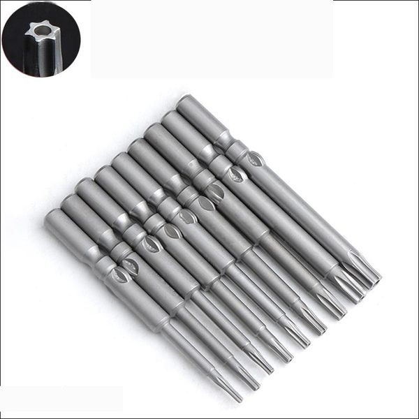 Schroevendraaier 10 PCS 60mm comprimento 800 Elétrica 4mm Haste Redonda Magnética Estrela Torx Chave de Fenda Bit Ferramenta com furo T4 T5 T6 T7 T8 T9 T10 T15 T20