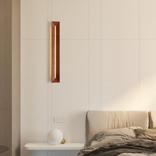 Duvar lambası Modern minimalist led masif ahşap nordic tasarım sanat yatak odası başucu dekorasyonu ac220v sıcak açık beyaz