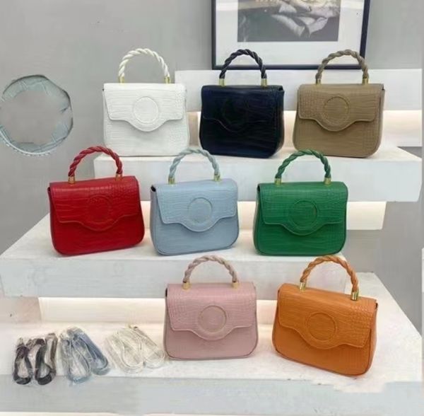 Bolsas de mão de metal para crianças de luxo grandes meninas crocodilo bolsa de sela mensageiro moda crianças bolsas de ombro único bolsas f1642