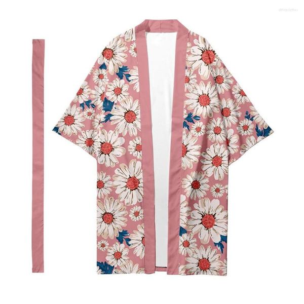 Roupas étnicas plus size xxs-6xl Daisy impressão longa estilo solto cardigã japonês e homens harajuku haori quimono cosplay top yukata manto