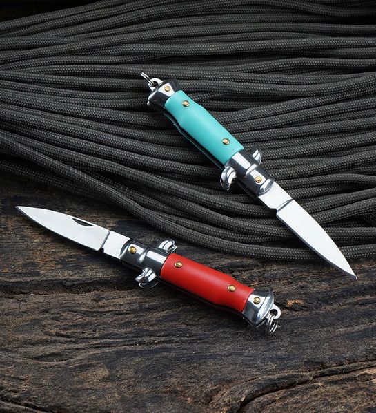 Coltelli tascabili CNC da campeggio con coltelli pieghevoli automatici Mini portachiavi Italian Mafia 4 colori