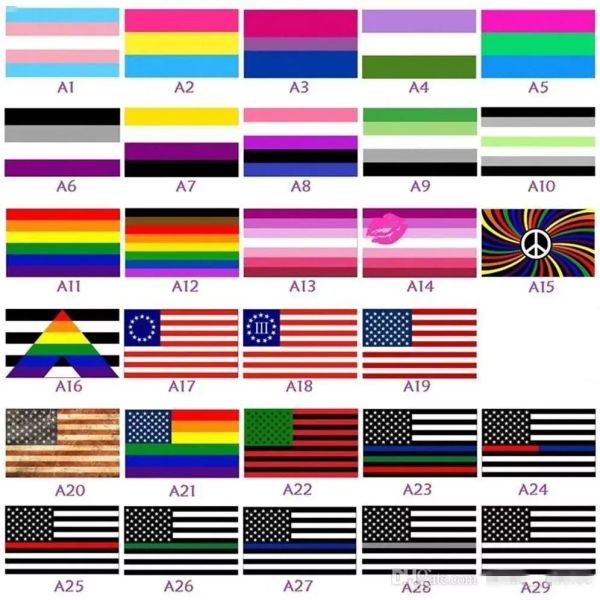 Schnelle Lieferung 30 Arten 150x90cm Regenbogenfahnen Lesbenfahnen LGBT-Flagge Polyester Bunte Fahne Outdoor-Fahne Homosexuelle Fahnen Großhandel CPA4205