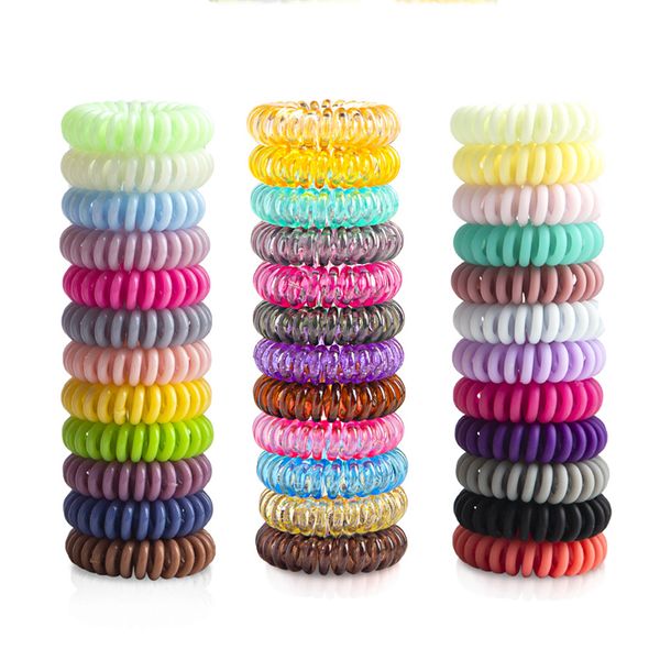 Colori misti 5 cm Diametro Cavo telefonico Cavo di gomma Cravatta per capelli Ragazze Elastico per capelli Elastico Anello Corda Bracciale per caramelle Elastico Scrunchies hipl838