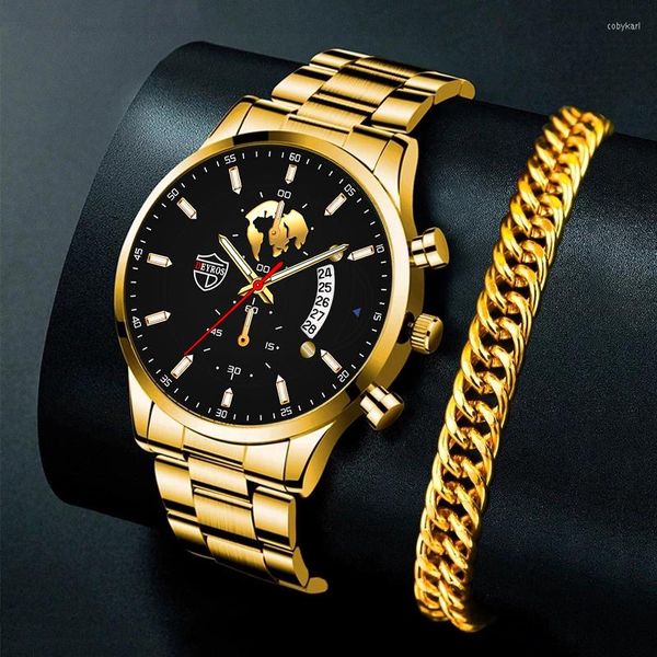 Armbanduhren Luxus Mode Uhren Für Männer Business Casual Edelstahl Quarz Armbanduhr Kalender Datum Männlich Sport Gold Armband Uhr