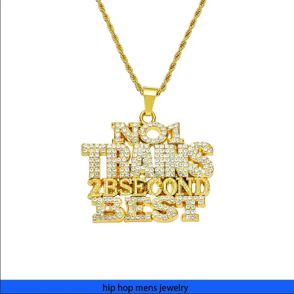 Hip-Hop-Halskette für Herren Goldkette vereisten kubanischen Ketten Hip Hop Diamond Set Alphanumeric Pendant Necklace