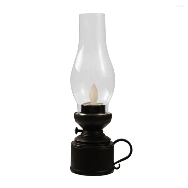 Portacandele Lampada a petrolio Lanterna a cherosene Lampade a led Luce per interni vintage Senza fiamma Retro Ombra Tavolo Uso decorativo Camino elettronico