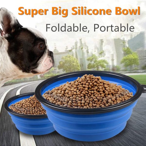 Alimentazione Nuovo 2.5L Grande Pet Dog Ciotola di Silicone Ciotola di Alimentazione Pieghevole Piatto di Acqua Portatile Super Grande Alimentatore Ciotole Da Viaggio per cani di taglia grande