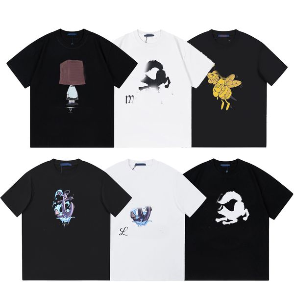 Designer tshirts novo lo vu de alta qualidade impressão grande logotipo imprimir impressão de manga curta letra de padrão de camiseta de camiseta
