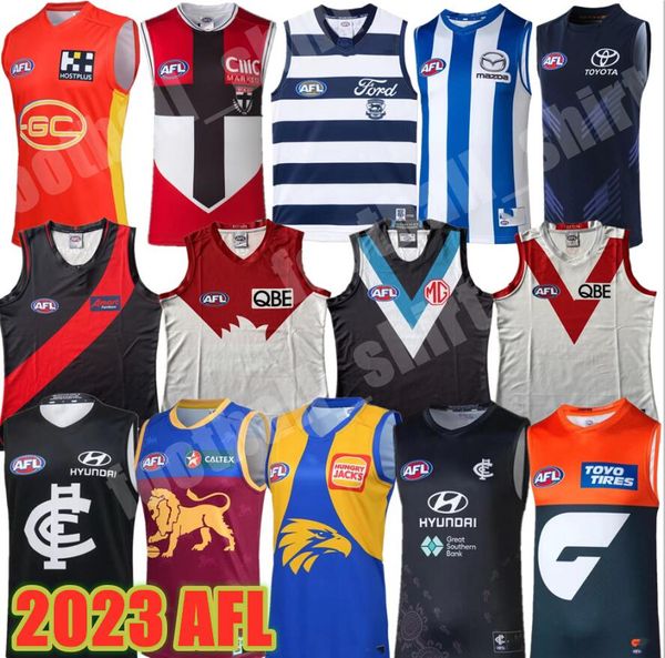 2023 AFL Port Adelaide Crows Essendon Bombers Trikot Brisbane Lions Fremantle Dockers Tanktop Gold Coast Suns Hawthorn Hawks Weste Australian Rules Shirts Weste S-3XL