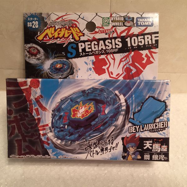 Spinning top tomy japonês beyblade metal fusion bb28 tempestade pegasis pegasus lançador 230503