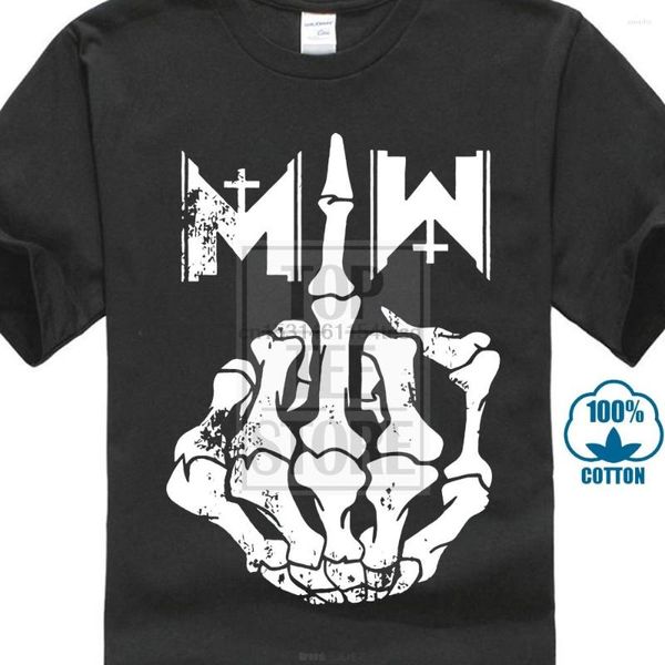 Мужские рубашки не неподвижно в белом Miw Skull Fingers логотип черная рубашка Tee xs 2xl