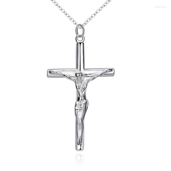 Catene catene 925 Sterling Jesus Cross Cipcant Necklace da 18 pollici per il fascino da uomo Gioielli da sposa