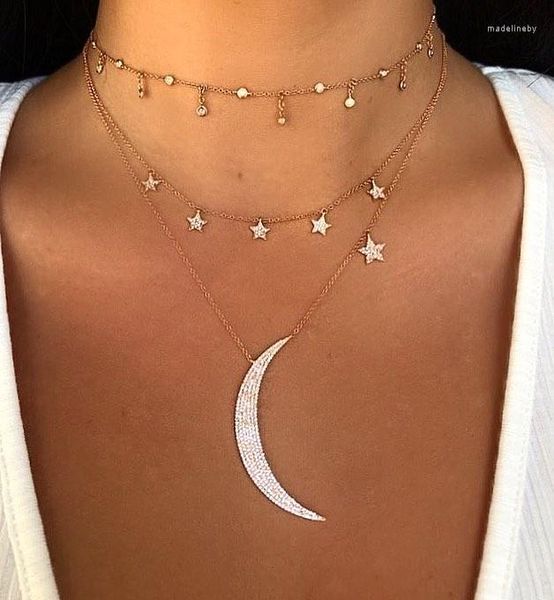 Corre as correntes, por atacado, cor prata de prata fofa charme 5 PCs Star Lovely Girl Women Colar 925 Sterling High Quality Jóias